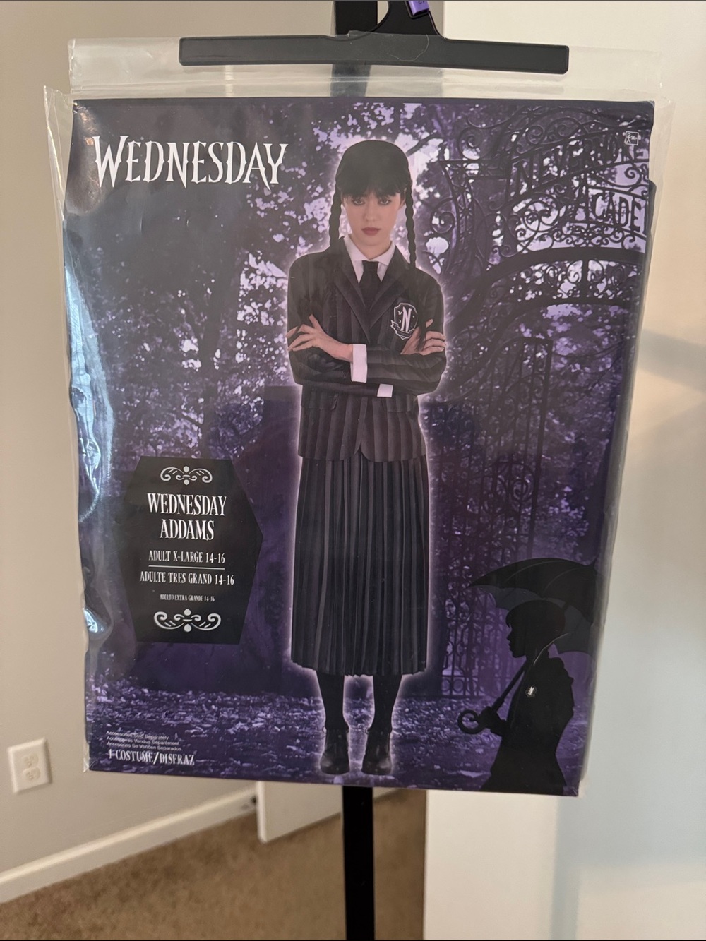 Adult Wednesday Addams Nevermore Academy costume. XL. New In Bag